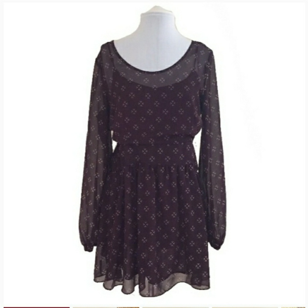 Free People Bohemian long-sleeve sheer dress